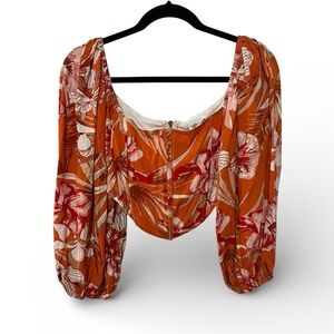 Sky to Moon Orange Puff Sleeved Cropped Corset